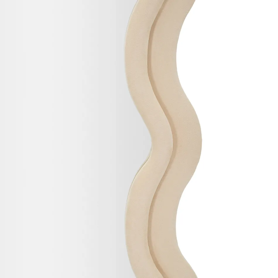 Espejo de pared en MDF revestido en terciopelo con líneas onduladas - Sheldon Viadurini