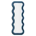 Espejo de pared en MDF revestido en terciopelo con líneas onduladas - Sheldon Viadurini