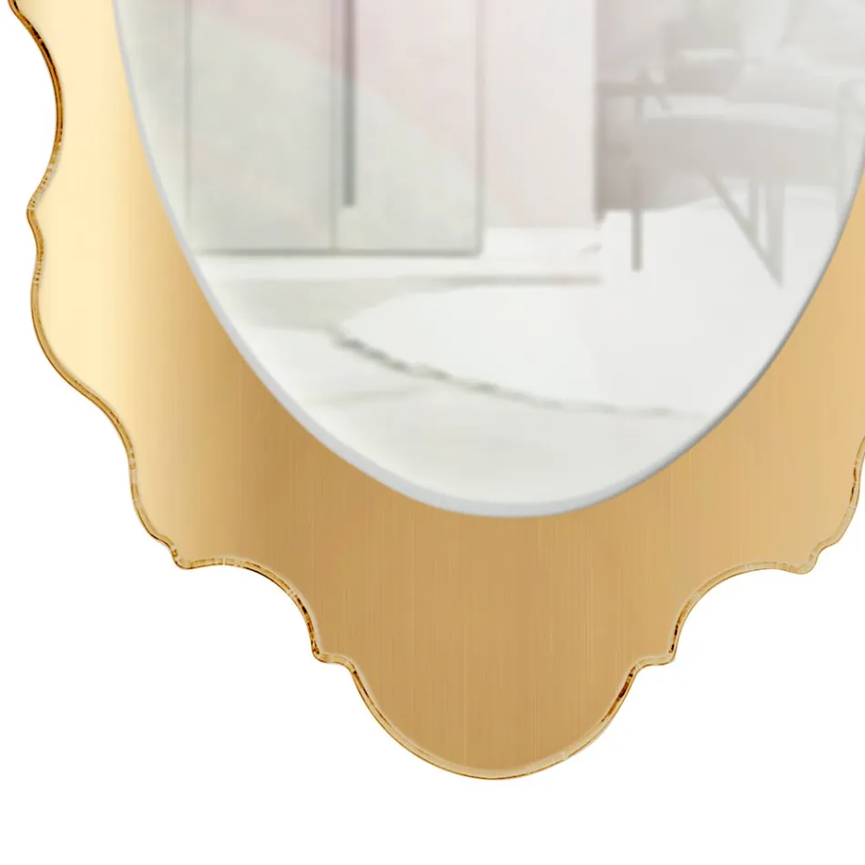 Espejo de pared de plexiglás con marco dorado o plateado, fabricado en Italia - Ariele Viadurini