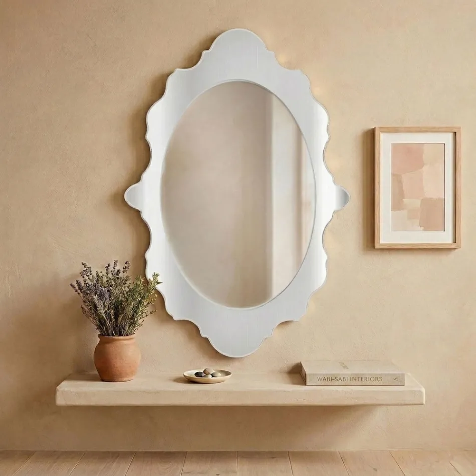 Espejo de pared de plexiglás con marco dorado o plateado, fabricado en Italia - Ariele Viadurini