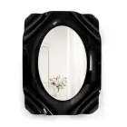Espejo de pared Maelia de plexiglás negro con drapeado, fabricado en Italia. Viadurini