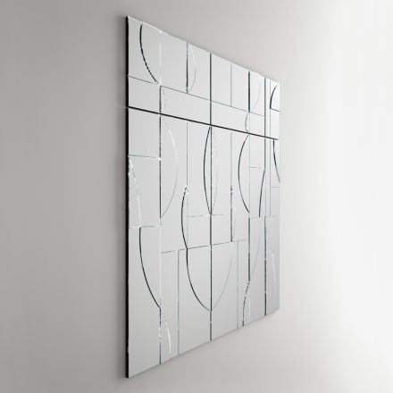 Espejo de pared modular con estructura de madera Made in Italy - Saetta Viadurini