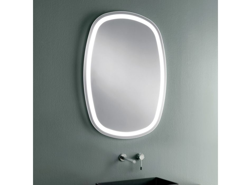 Espejo de pared para baño con LED integrado 4000K Made in Italy - Scrullo Viadurini