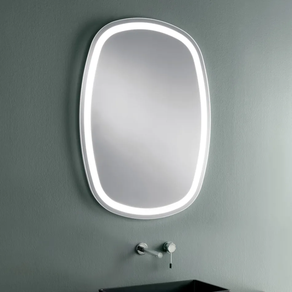 Espejo de pared para baño con LED integrado 4000K Made in Italy - Scrullo Viadurini