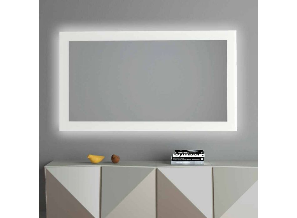 Espejo de pared retroiluminado con marco pulido con chorro de arena Made in Italy - Edigio Viadurini