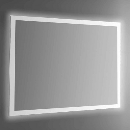 Espejo de pared retroiluminado con marco pulido con chorro de arena Made in Italy - Edigio Viadurini