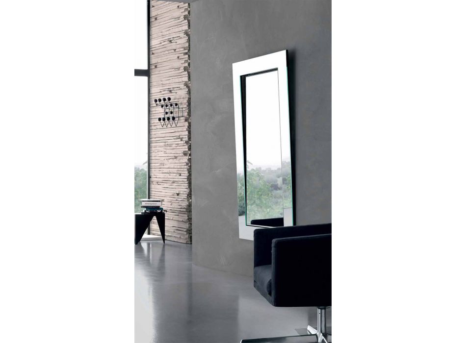 Espejo de pared rectangular con marco inclinado Hecho en Italia - Salamina Viadurini