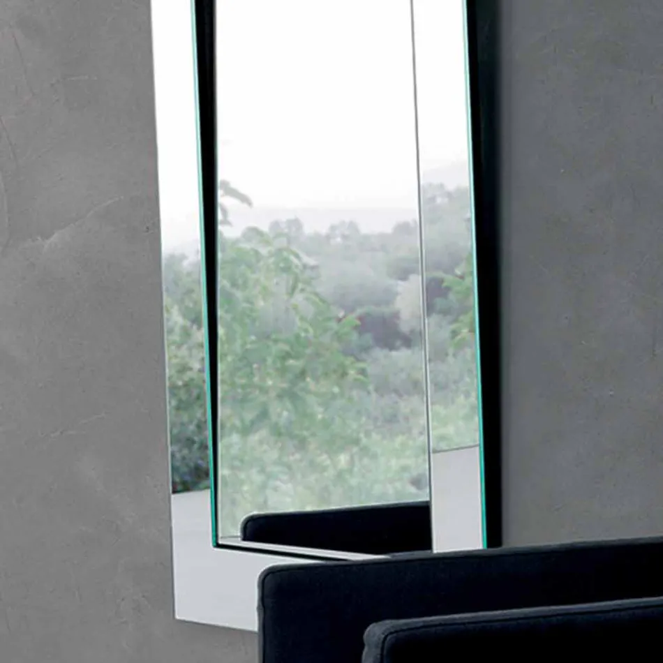 Espejo de pared rectangular con marco inclinado Hecho en Italia - Salamina Viadurini