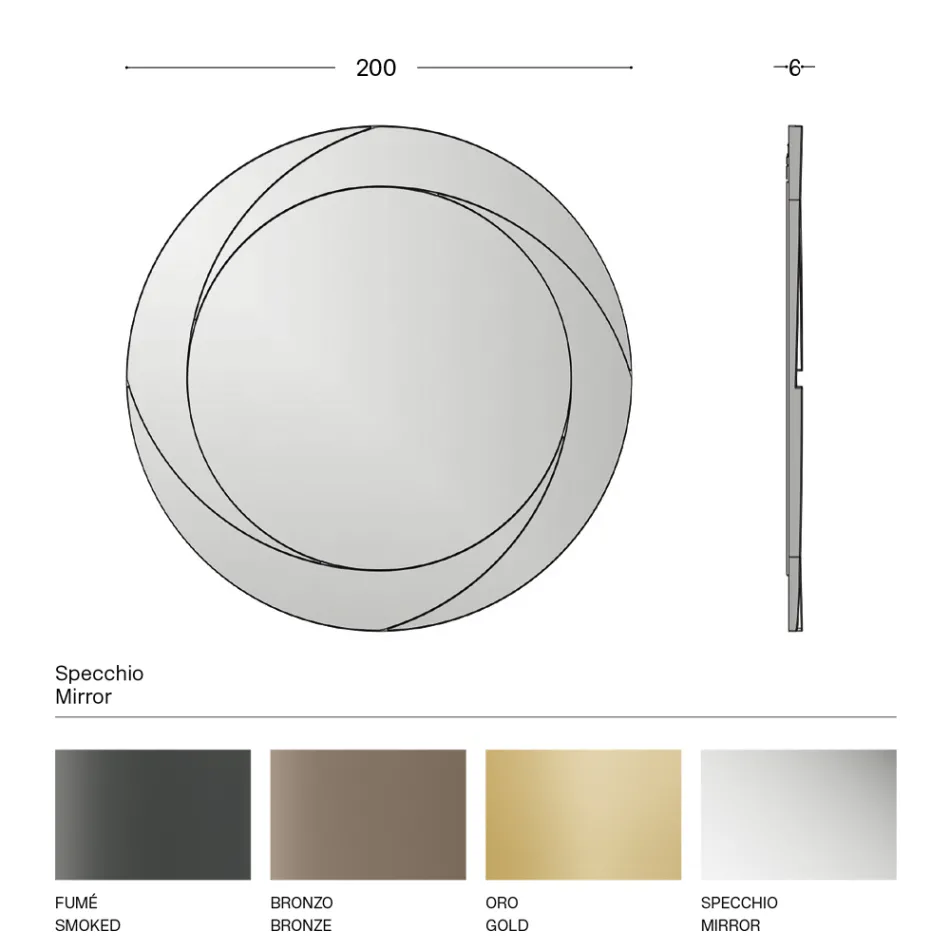 Espejo de pared redondo con estructura de madera Made in Italy - Navona Viadurini