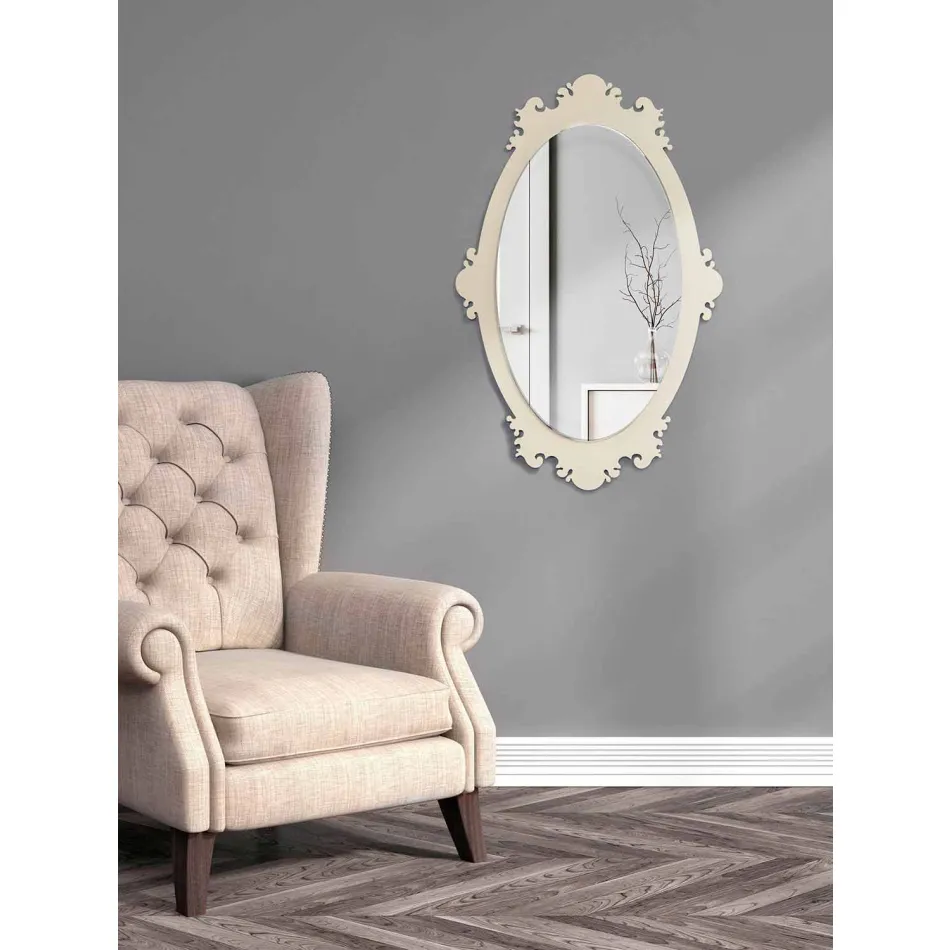 Espejo de pared vintage de madera marrón con marco - Giangio Viadurini