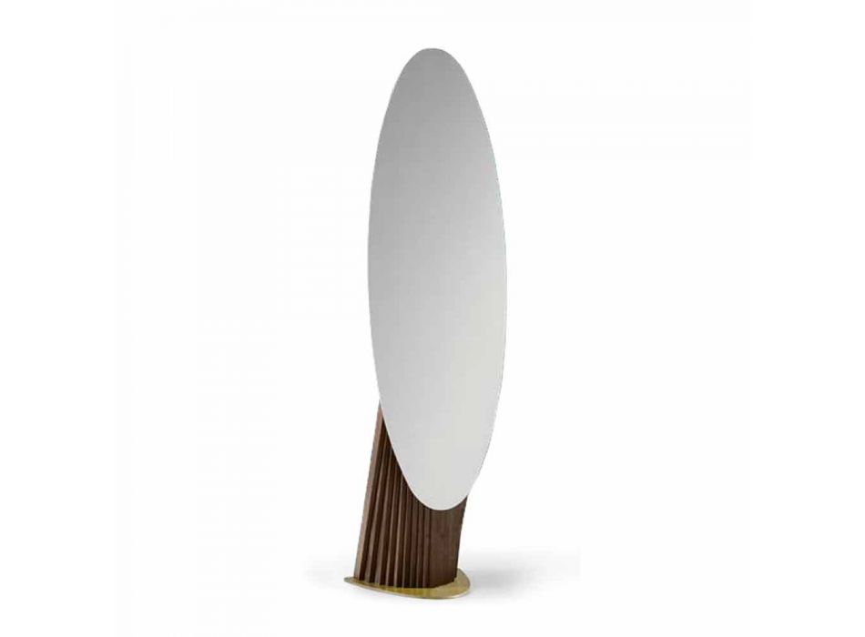 Espejo de suelo de diseño en madera de fresno y metal Made in Italy - Cuspide Viadurini