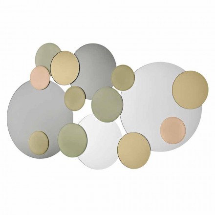 Espejo de pared decorativo con diseño de círculos de colores en 2 dimensiones - Babol Viadurini