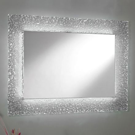 Espejo de pared decorativo con marco de vidrio y luz LED de lujo - Attimo Viadurini