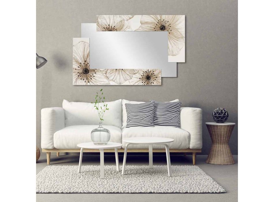 Espejo de pared con doble elle hecho en Italia Diseño arenado Viadurini