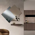 Espejo compuesto por 3 placas superpuestas, 2 de bronce y 1 ahumada - Armida Viadurini