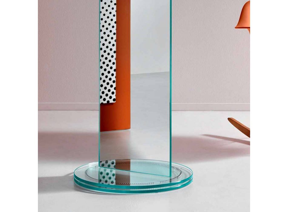 Espejo de pie de doble cara con base de vidrio de lujo Rontante - Gaudenzio Viadurini