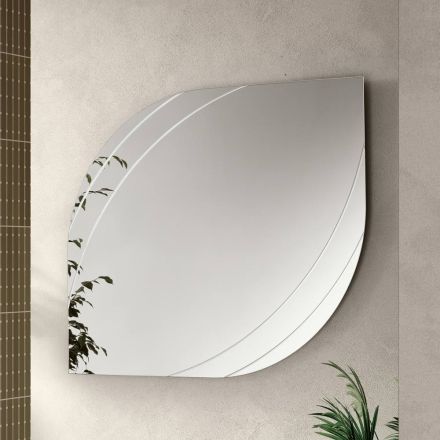 Espejo de cristal con grabados en dos tamaños y colores, fabricado en Italia - Vela Viadurini