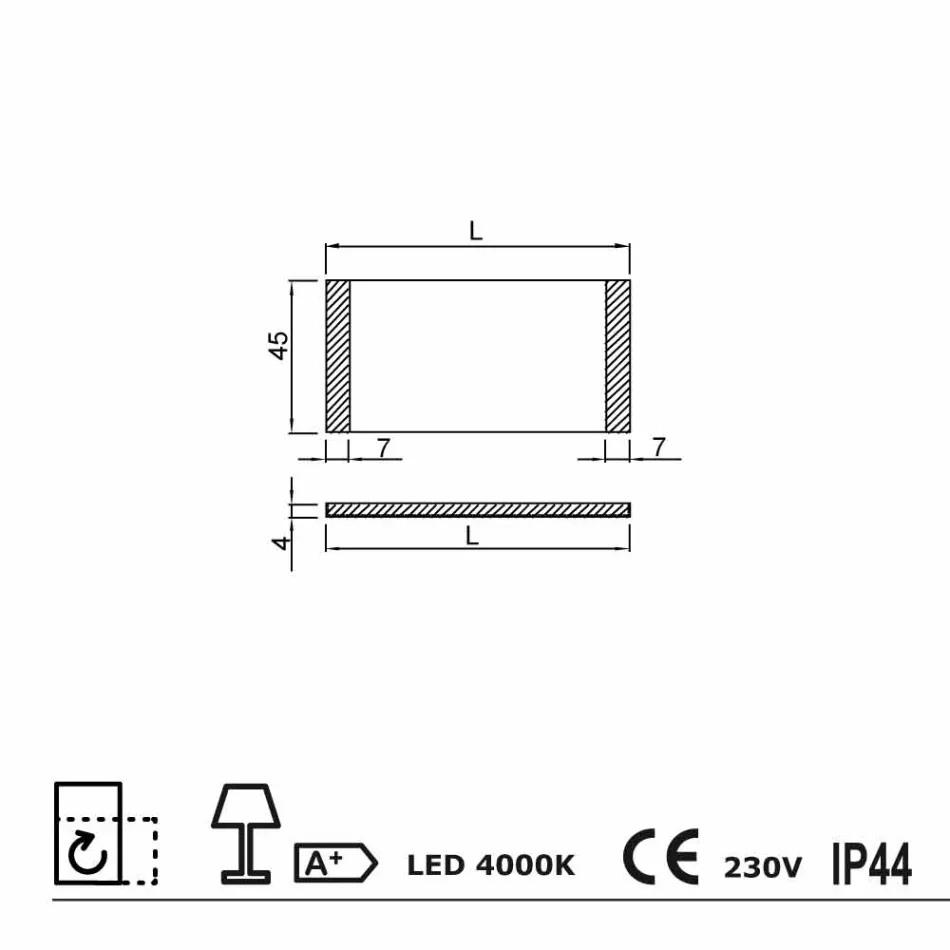 Espejo con luz LED en el diseño con vidrio esmerilado bordes Sam Viadurini