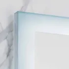 espejo moderno con bordes de vidrio esmerilado, iluminación LED, Ady Viadurini