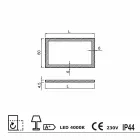espejo moderno con bordes de vidrio esmerilado, iluminación LED, Ady Viadurini