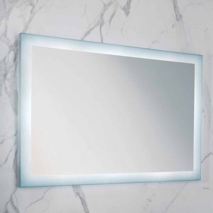 espejo moderno con bordes de vidrio esmerilado, iluminación LED, Ady Viadurini