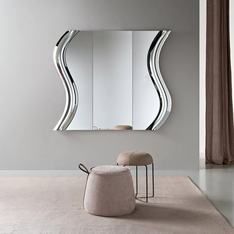 Espejo modular con inserto de vidrio fusionado, fabricado en Italia - Sorya Viadurini