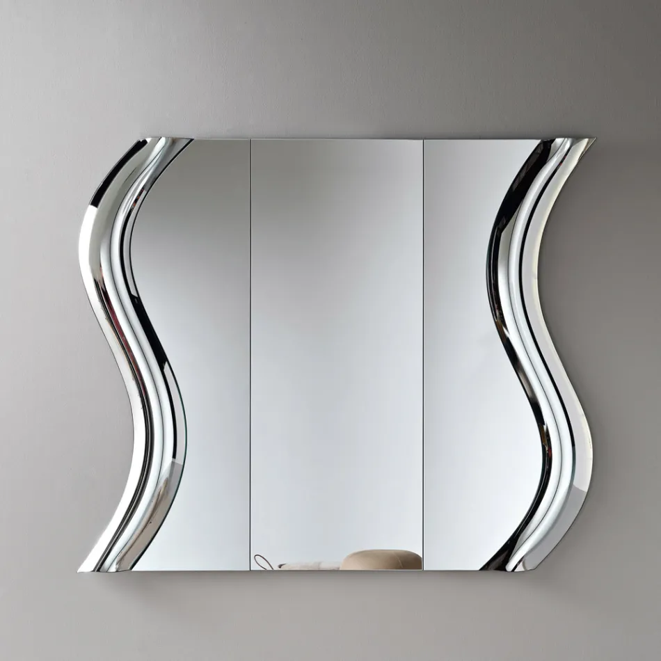 Espejo modular con inserto de vidrio fusionado, fabricado en Italia - Sorya Viadurini
