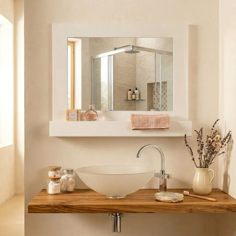 Espejo de pared horizontal de plexiglás con contenedor fabricado en Italia - Kiran Viadurini