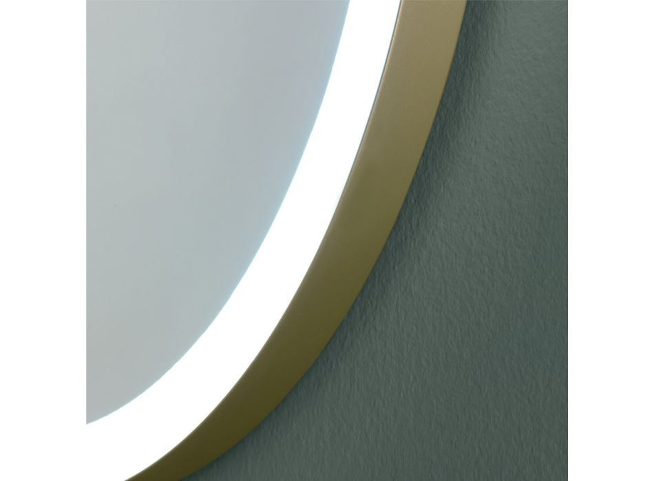 Espejo ovalado con estructura de metal y luces Made in Italy - Mozart Viadurini