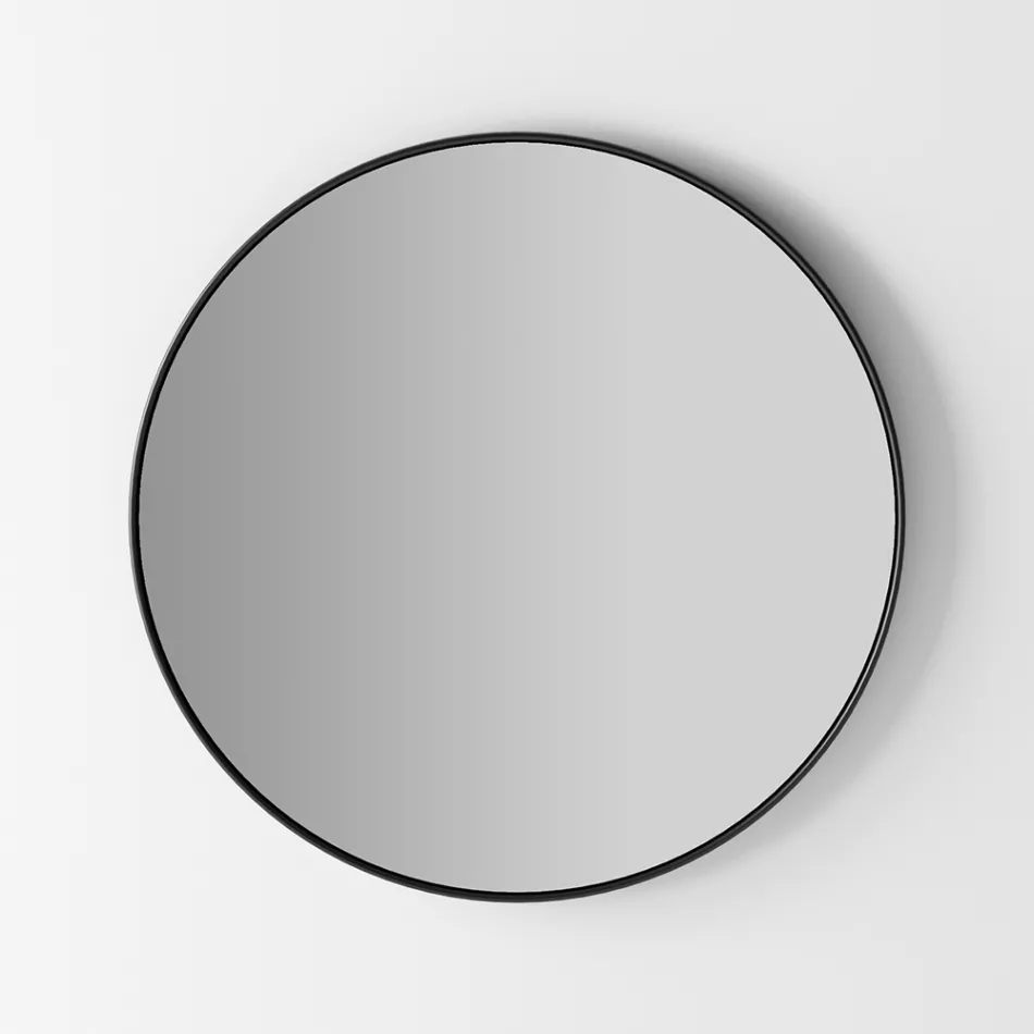 Espejo de pared retroiluminado con marco negro Made in Italy - Riflessi Viadurini