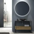 Espejo de pared retroiluminado con marco negro Made in Italy - Riflessi Viadurini