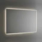 Espejo de baño retroiluminado con marco pulido con chorro de arena Made in Italy - Floriana Viadurini