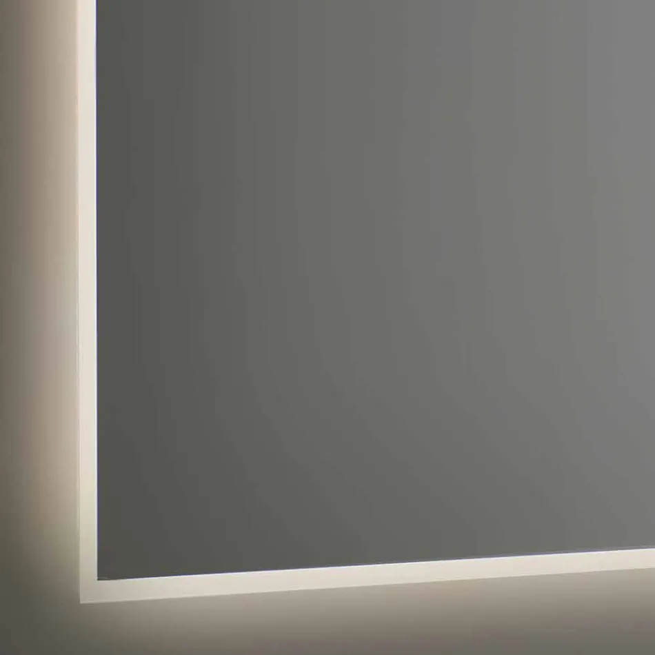 Espejo de baño retroiluminado con marco pulido con chorro de arena Made in Italy - Floriana Viadurini