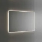 Espejo de baño retroiluminado con marco pulido con chorro de arena Made in Italy - Floriana Viadurini