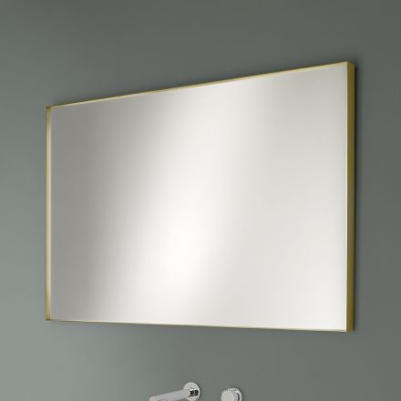 Espejo de pared rectangular con marco de bronce, negro, platino o cobre - Renga Viadurini