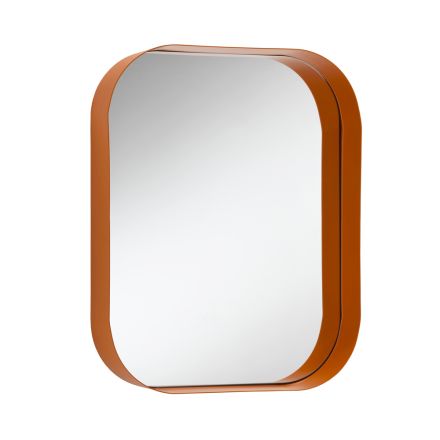 Espejo rectangular redondeado, marco de metal Made in Italy - Alexandra Viadurini