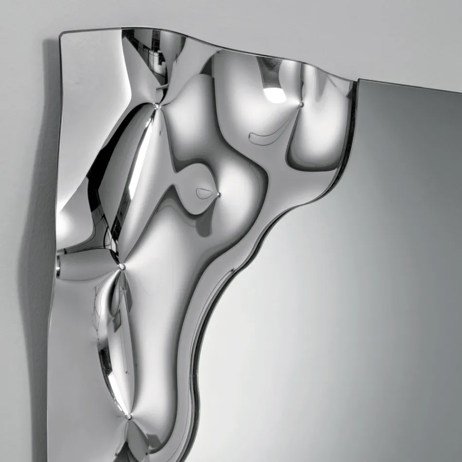 Espejo rectangular con esquina en vidrio fusionado, fabricado en Italia - Adelinda Viadurini