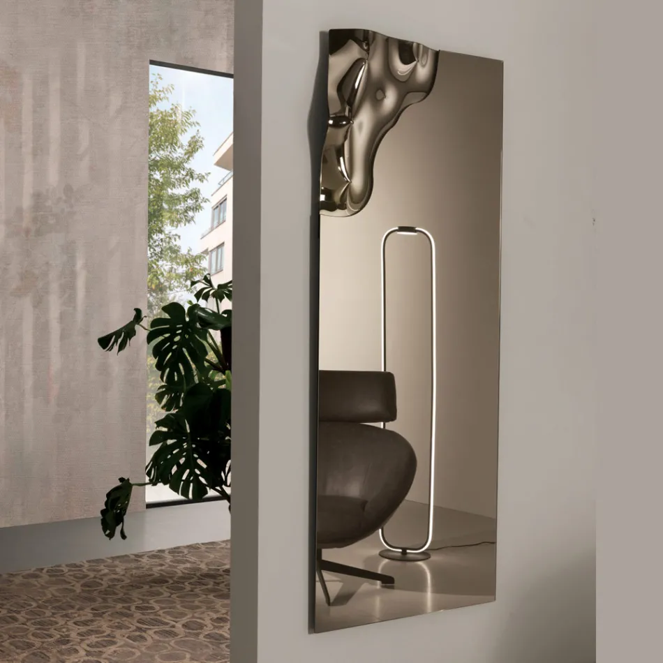 Espejo rectangular con esquina en vidrio fusionado, fabricado en Italia - Adelinda Viadurini