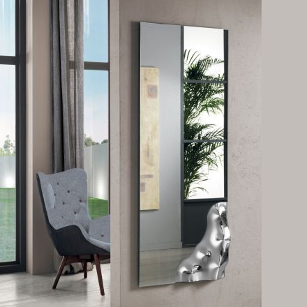 Espejo rectangular con esquina en vidrio fusionado, fabricado en Italia - Adelinda Viadurini