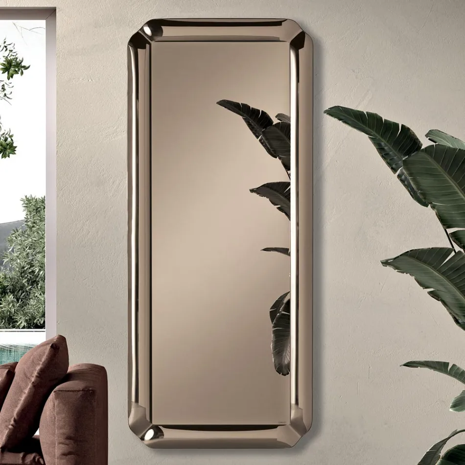Espejo rectangular con marco de cristal fundido, fabricado en Italia - Belinda Viadurini