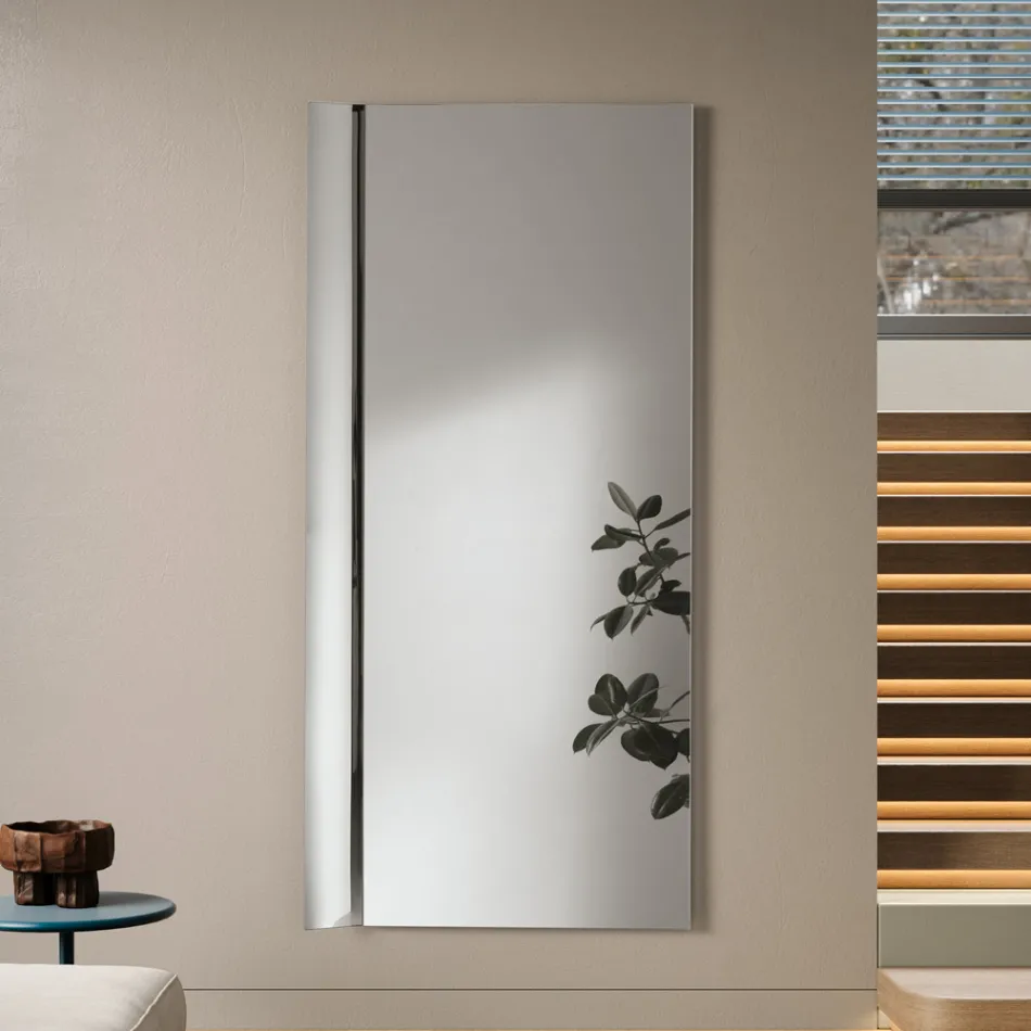 Espejo rectangular con inserto lateral en dos colores, fabricado en Italia - Lumis Viadurini