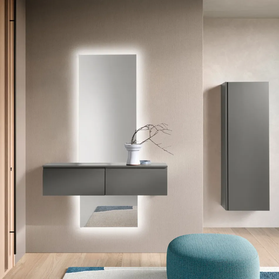 Espejo rectangular de cristal retroiluminado con LED. Fabricado en Italia - Solen Viadurini