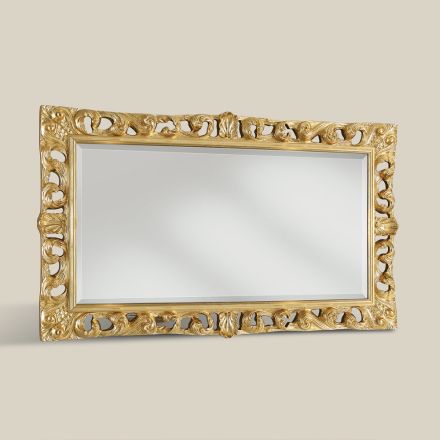 Espejo rectangular clásico de madera de pan de oro Made in Italy - Denver Viadurini