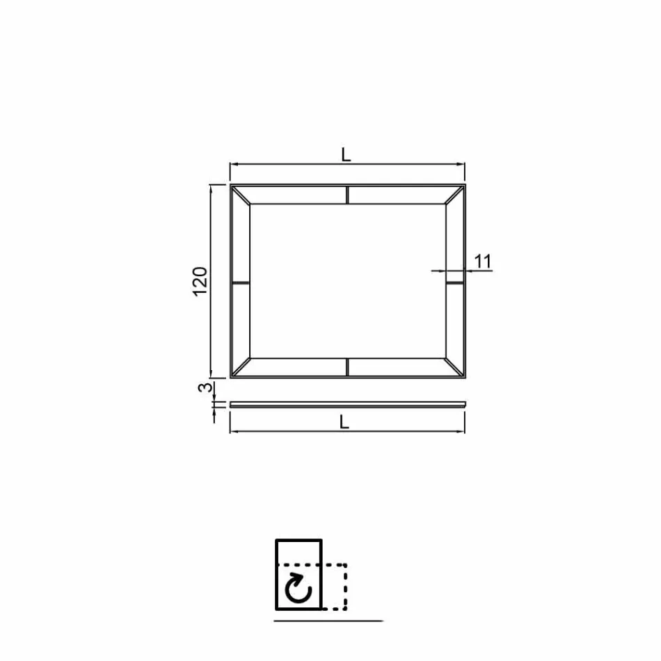 Espejo con destino borde planta moderna, H120 x L120CM, Dédalo Viadurini