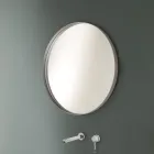 Espejo de pared redondo con marco de bronce, negro, platino o cobre - Renga Viadurini