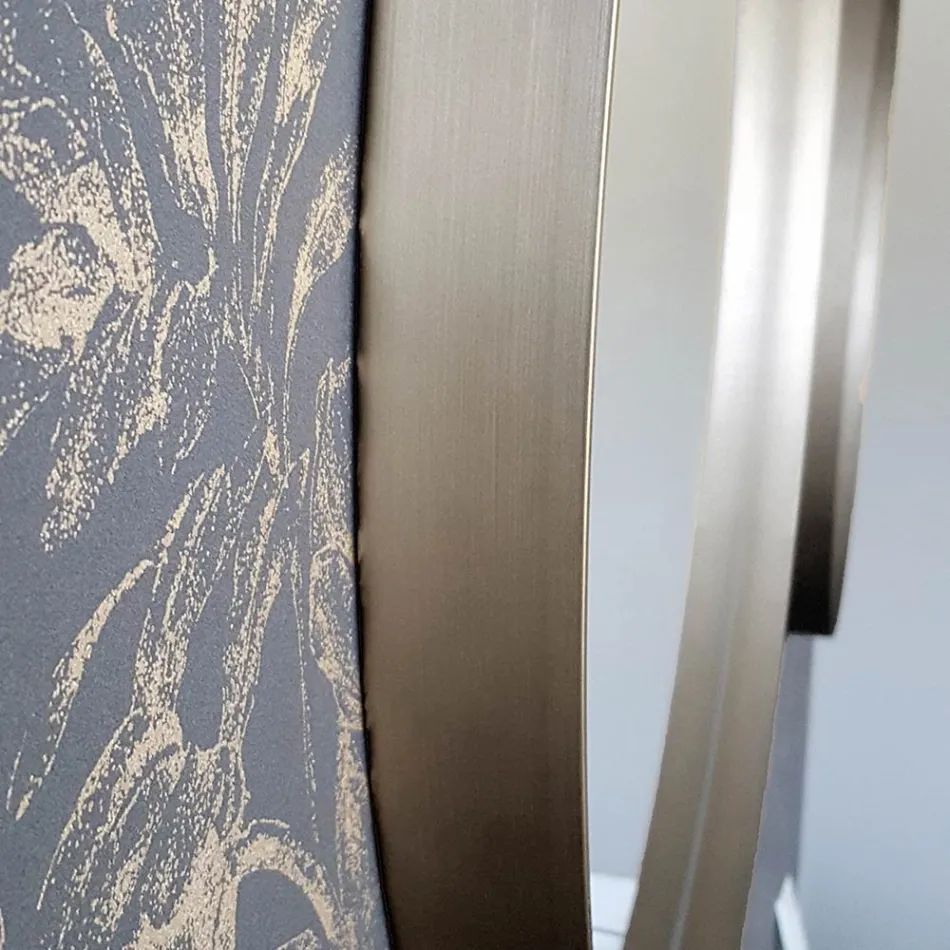 Espejo de pared redondo con marco de bronce, negro, platino o cobre - Renga Viadurini