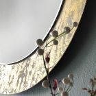 Espejo redondo con marco de vidrio decorado con hojas Made in Italy - Alisso Viadurini