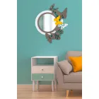 Espejo redondo de diseño moderno en madera coloreada con mariposas - Beat Viadurini