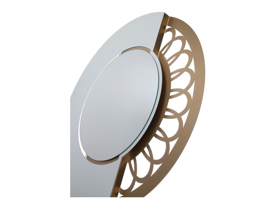 Espejo Redondo de Hierro con Decoración Lateral Made in Italy - Candado Viadurini