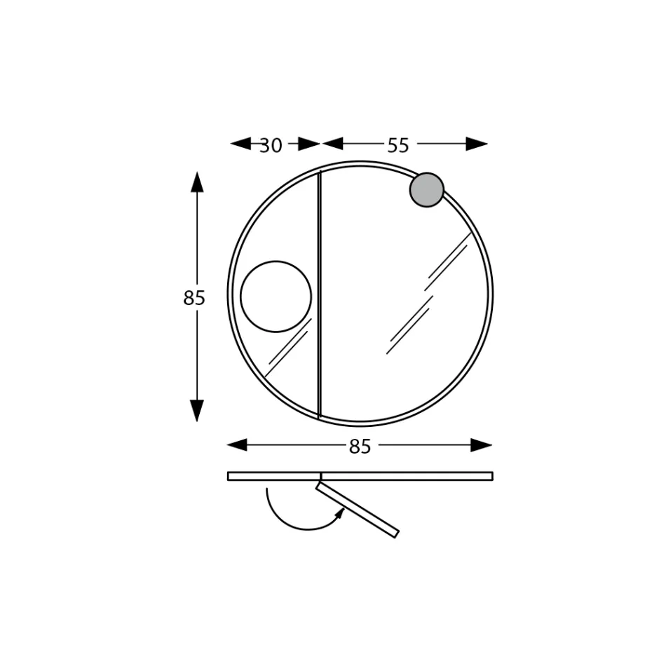 Espejo redondo de madera y espejo de aumento Made in Italy - Marie Viadurini